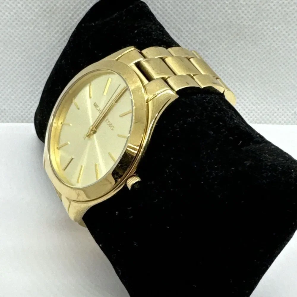 Michael Kors Slim Runway MK3179 Women's Gold Tone Analog Dial Wrist Watch JNA285